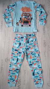Пижама для мальчика Автобус (интерлок, голубой)