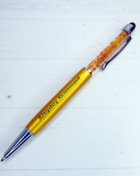 Ручка-стилус с янтарем (золото)
