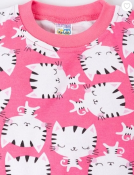 Пижама для девочки Супер-кошки (интерлок, розовая)