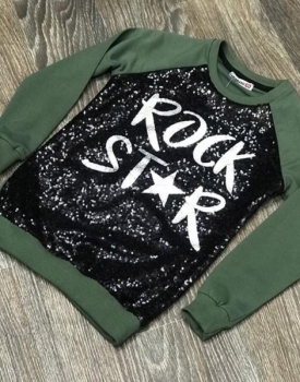 Свитшот Rock Star (зеленый/черный)