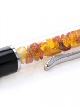 Ручка-стилус с янтарем (желтая)