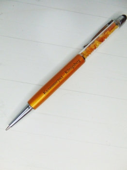 Ручка-стилус с янтарем (горчичный)